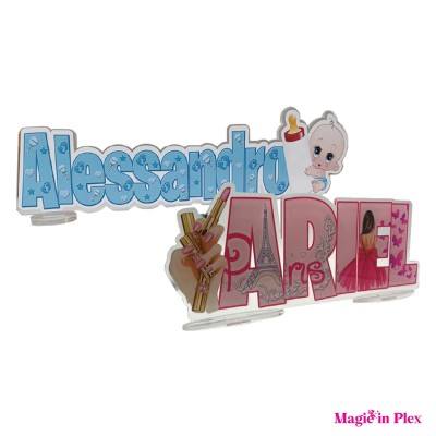 Nome in Plex/Legno con Base 30cm Personalizzato | PVC o Stampa UV | C-09