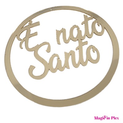 Fiocco Nascita 30cm Oro/Argento/Legno | Taglio Laser