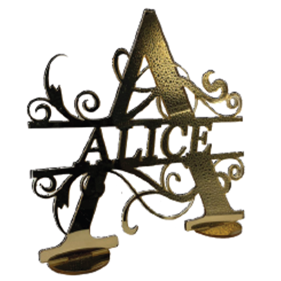 Lettera con Nome Personalizzata 20cm | Plex Oro Argento Legno